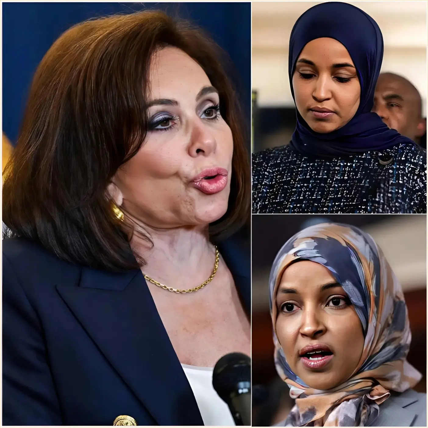 “I have one last file—and it will change everything.” Jeanine Pirro’s words silenced the Capitol Hill court for a split second. In what seemed like a routine hearing, she stepped to the podium with a cold demeanor, opening each document and reading the facts with chilling precision, alleging that Ilhan Omar’s public image was “a myth nurtured by deliberate silence.” Senators leaned in to watch, murmurs dying down as the television cameras zoomed in on Pirro’s unwavering gaze. The climax came when she pulled out a single file—presumably not included in her prepared speech. The final pages were read aloud in a suffocatingly heavy atmosphere. This was no longer a simple legal debate, but a moment that could shake Washington politics in a matter of minutes.