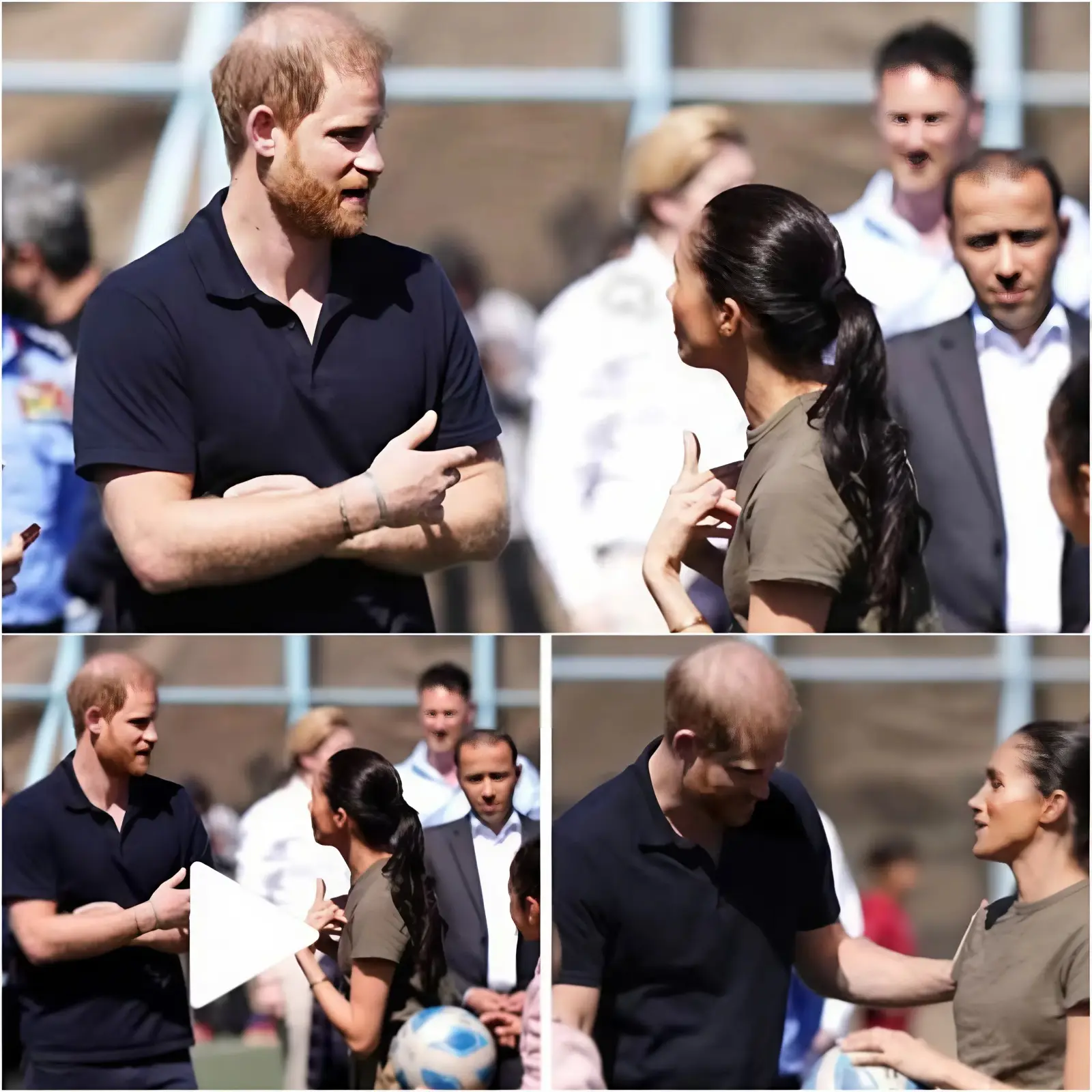 “But We Discussed I Need to Be in Most of the Pictures – You Need to Stand There”: A short video from a soccer appearance in Jordan has sent social media into overdrive. In the now-viral clip, Meghan, Duchess of Sussex appears to guide positioning during a group photo, gesturing where Prince Harry should stand as cameras flash. Supporters call it harmless coordination — a polished approach to managing media moments. Critics argue the exchange reveals an imbalance in presence and control during public appearances. As the footage circulates, viewers are dissecting every frame, from subtle expressions to body language cues. In the age of viral optics, even a few seconds of candid interaction can shape an entire narrative — and this one shows no sign of fading quietly.
