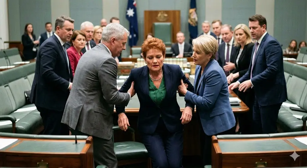10 MINUTES AGO 😨 Panic engulfed the One Nation party area and the Senate gallery during the session, as Pauline Hanson collapsed due to heartbreaking reasons… Security and medical staff quickly rushed to assist her while senators stood watching in dead silence. We now have deeply emotional updated information on Hanson’s recovery process after the collapse. We extend our deepest condolences to her and her loved ones.