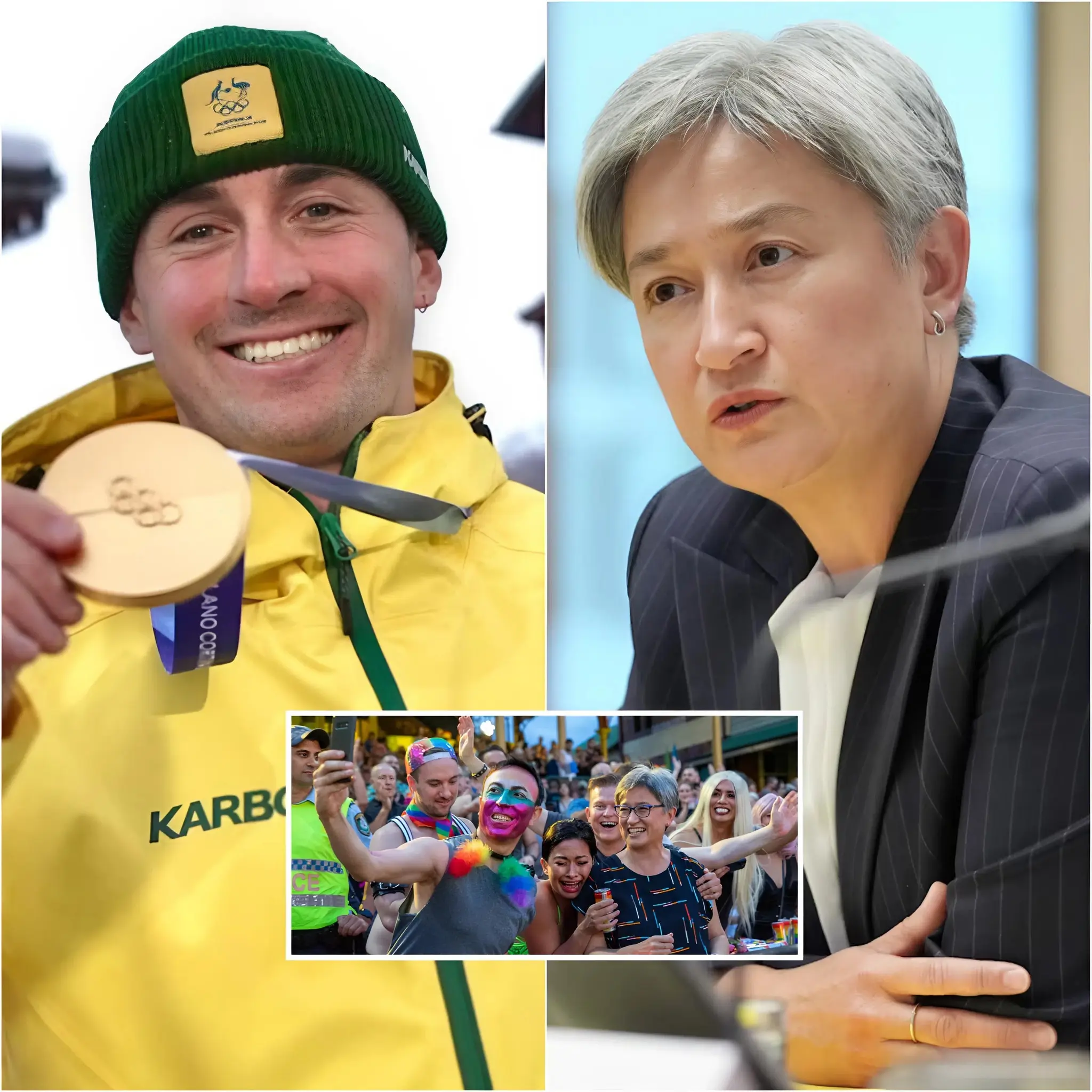 🚨 “SIT DOWN, BARBIE!” Australian champion skier Cooper Woods-Topalovic, who just brought home a national title, was suddenly interrupted during a live television program when Penny Wong publicly called him a “TRAITOR” for refusing to join the LGBTQ+ awareness campaign promoted by her Labor Party organization, while instead supporting the One Nation party. Moments later, as Wong tried to escalate the conflict, she received a sharp, icy response from the skier — strong enough to silence the entire studio, and she visibly recoiled in her seat. The studio audience then erupted in applause — not in defense of Wong, but in support of Woods-Topalovic, who, with just ten words, turned a heated argument into a powerful lesson in composure, respect, and self-control under intense political and media pressure.
