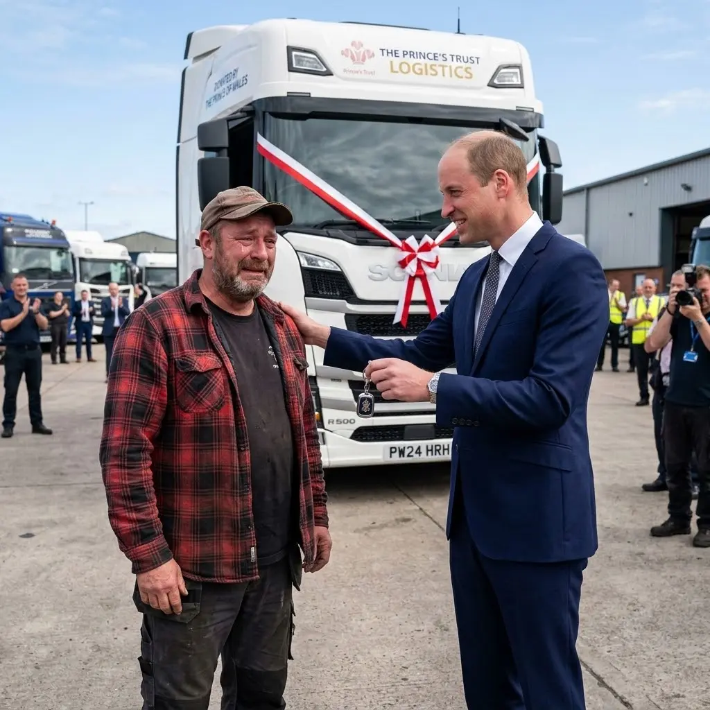 In a heartwarming and deeply human story, Prince William has moved the public to tears by deciding to gift a brand-new truck to a struggling truck driver who had lost everything in a serious accident and fallen into dire circumstances. This driver, once the pillar of his family, was left penniless after the tragedy—no means of livelihood, his life plunged into despair. With immense compassion, Prince William quietly investigated the situation and made a surprise appearance to personally present the modern truck, giving the man a fresh chance to start over. This act not only restored hope but also spread a powerful message of empathy and support from those in positions of influence, bringing millions to tears with its warmth amid life’s harsh realities.
