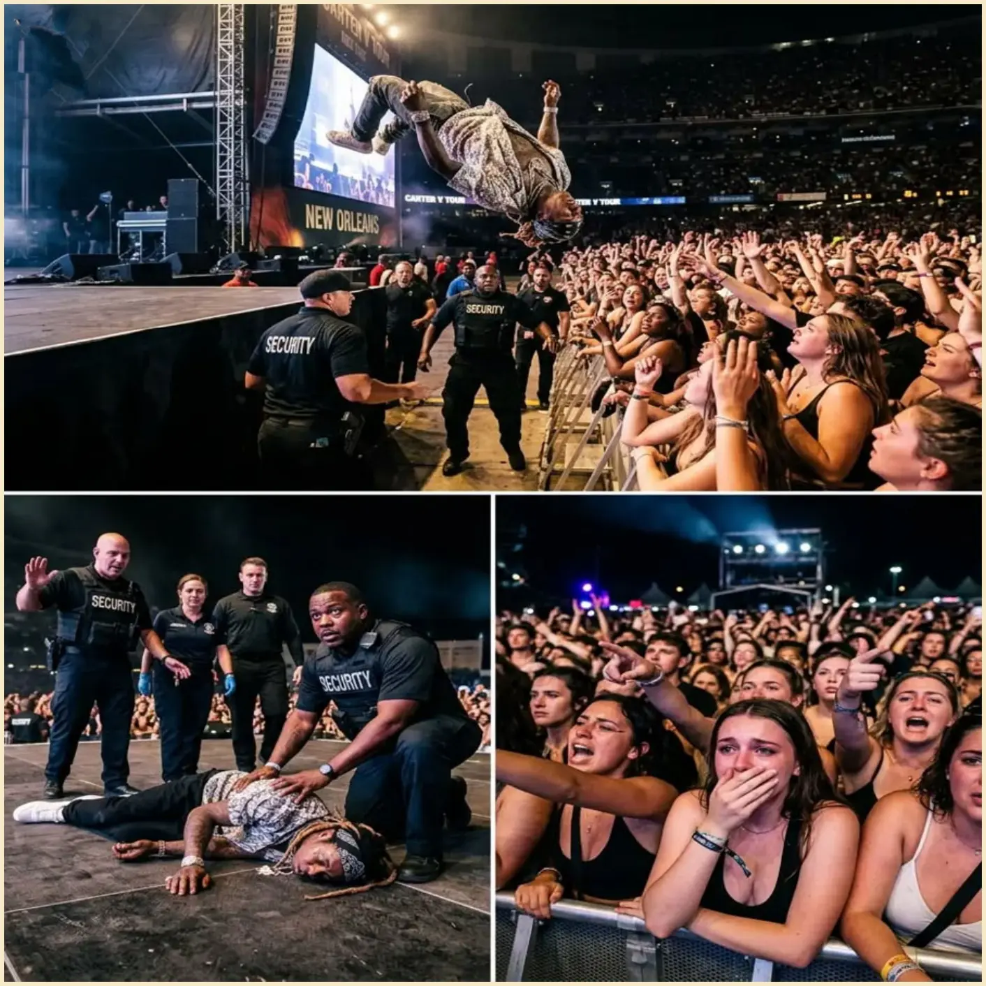 OMG, we just got some shocking news about Jay-Z! 😱 Reports are coming in that Jay-Z was rushed to the hospital after a terrifying incident during his performance.The details are still fuzzy, but it sounds like one of his signature high-energy moves went horribly wrong… They’re saying it’s a broken neck. Our hearts are with him right now. We’ll update you as soon as we know more – this is absolutely terrifying.