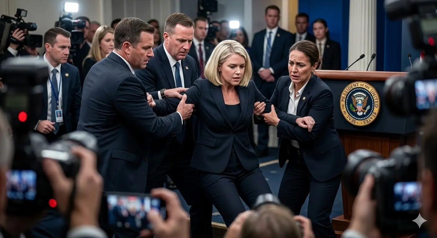 30 MINUTES AGO: The government press briefing room was thrown into panic when the White House Press Secretary suddenly collapsed during a tense meeting. Security forces and government doctors rushed to her aid, while the crowd—including members of Congress and thousands of citizens—watched in stunned silence. Now we have an emotional update on Karoline Leavitt’s fight against the disease…