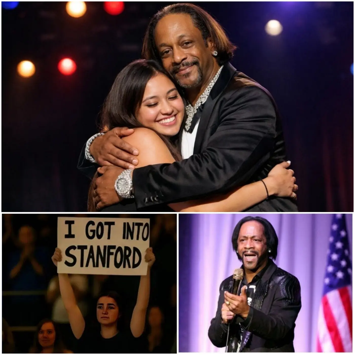 The crowd at Dallas’s AT&T Stadium fell into a hush as Katt Williams paused mid-performance, his sharp wit giving way to a sudden stillness, his eyes locking onto a weathered sign held high in the front row: “I got into Stanford. You said we’d sing.”