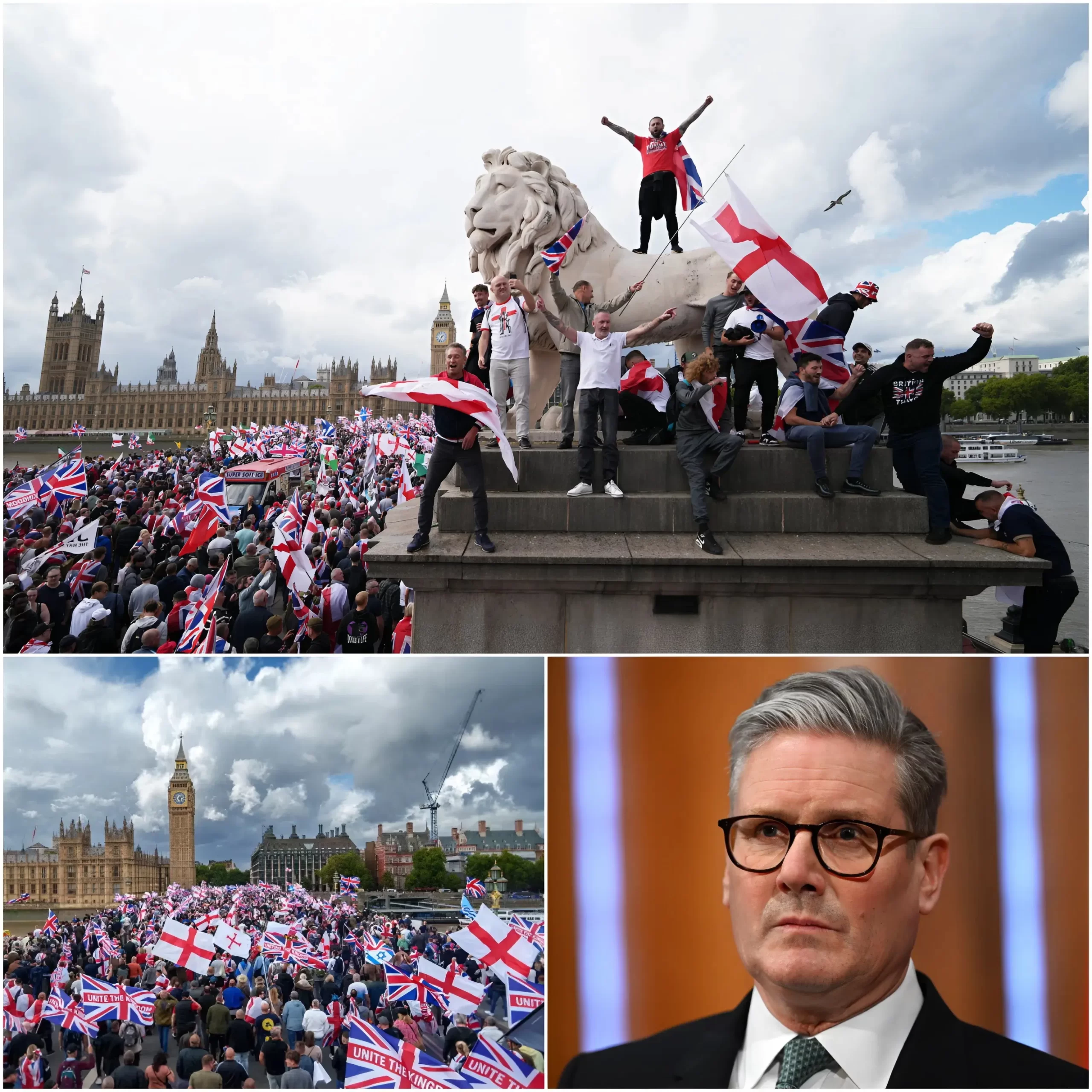 “GET THEM OUT!” — CHANTS SHAKE CENTRAL LONDON Tensions flared as crowds took to the streets, demanding the resignations of Keir Starmer and Sadiq Khan. The demonstration, led by the group British Lads, saw protesters vent anger over crime, migration, and the direction of leadership in London. Police remained on standby as tensions simmered.
