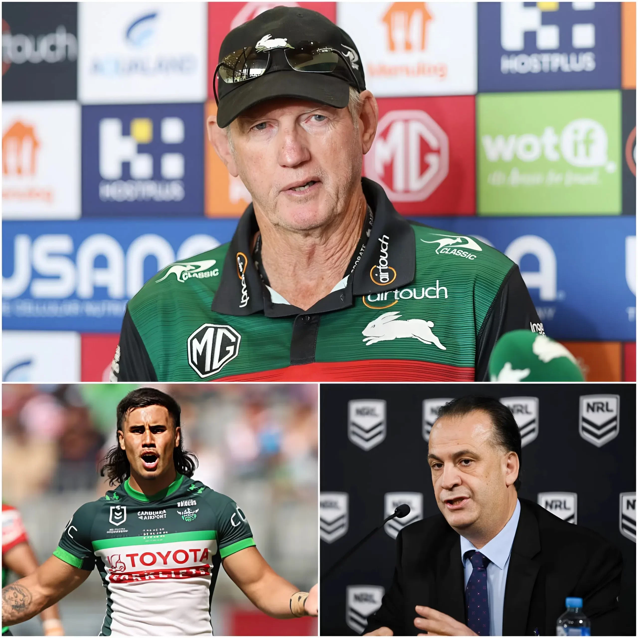 🚨 “HE’S A CHEATER!” — After a crushing 34–36 loss to the Canberra Raiders at Optus Stadium, Wayne Bennett, head coach of the South Sydney Rabbitohs, erupted in anger, pointing directly at winger Kaeo Weekes and loudly accusing the Canberra Raiders star of using high-tech equipment to “cheat,” calling on the NRL to launch an immediate investigation.