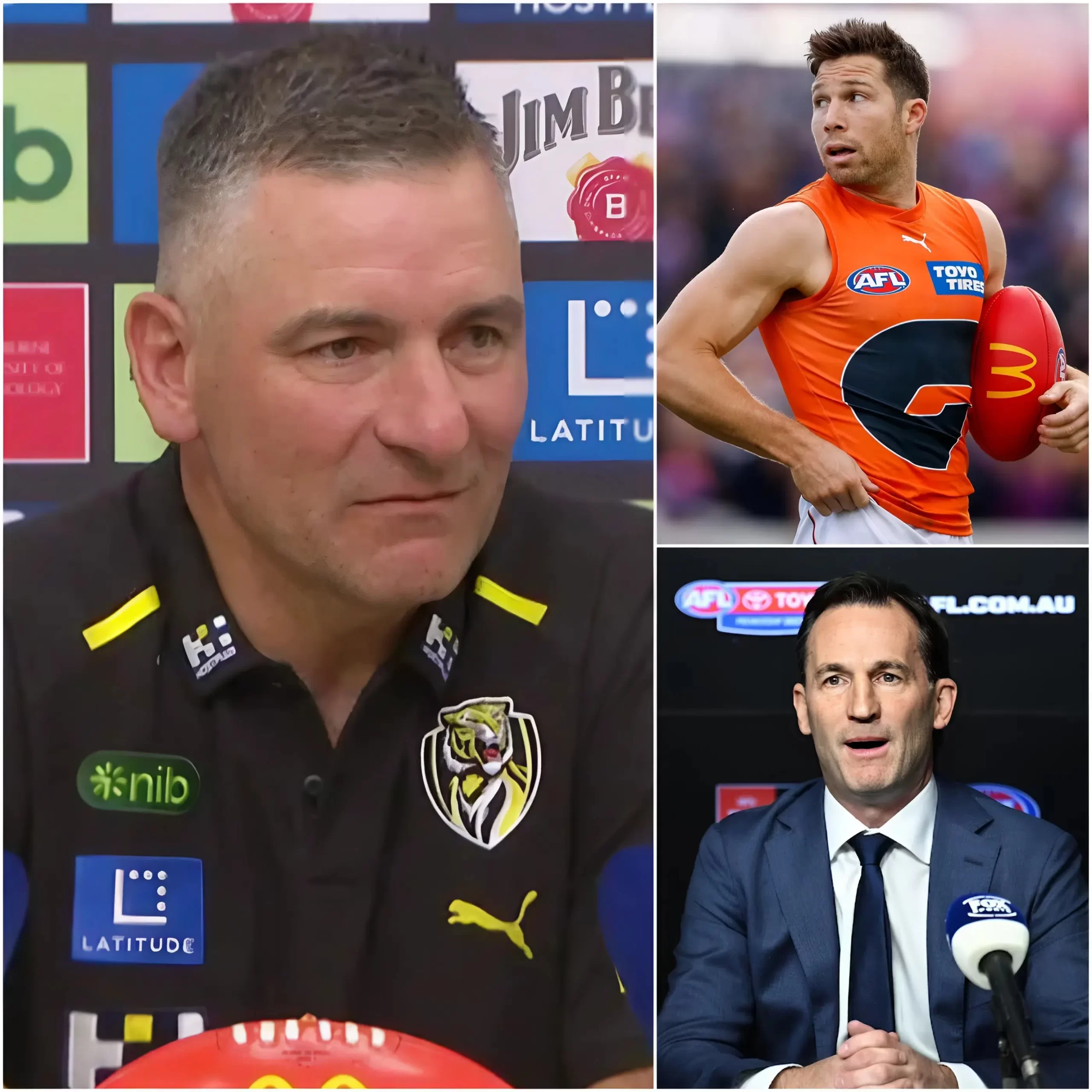 “HE’S A CHEAT!” After the devastating 131 – 75 loss at Barossa Park against the GWS Giants, Tigers’ coach, Adem Yze, erupted in anger, directly pointing at winger Toby Greene and loudly accusing the GWS Giants star of using high-tech equipment to “cheat,” demanding an immediate urgent investigation by the AFL.