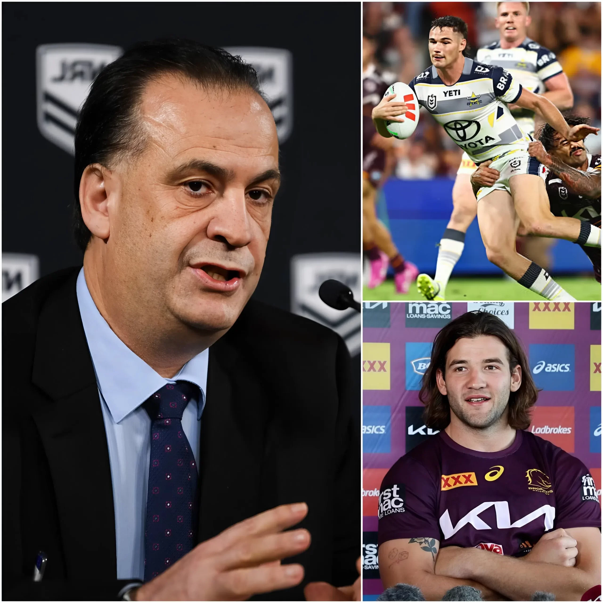 🚨 JUST IN: After a day of investigation, Chairman of the National Rugby League, Peter V’landys, has officially announced the results after reviewing evidence presented by Patrick Carrigan, captain of the Brisbane Broncos, accusing winger Tom Chester of using high-tech equipment during the derby match between the Broncos and the North Queensland Cowboys.