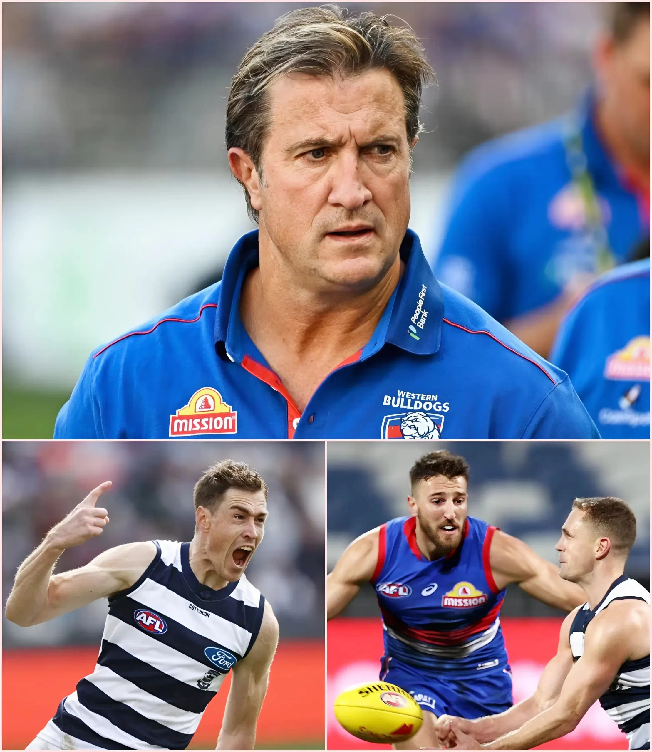 âHE CHEATED!â Just seconds after the humiliating 56-131 loss to the Geelong Cats at Kardinia Park, head coach Luke Beveridge, his face flushed with anger, pointed directly at the Geelong Cats players and loudly accused star Jeremy Cameron of using high-tech equipment to âcheat,â demanding an immediate AFL investigation