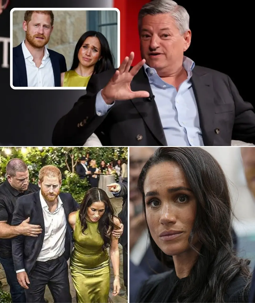 “GET THEM OUT OF HERE. THEY’RE NOT WELCOME.” Hollywood has officially slammed the door in Meghan Markle’s face. In a brutal and very public humiliation, Meghan and Harry were kicked out of Netflix boss Ted Sarandos’s exclusive private party in Montecito before the night had even properly begun.