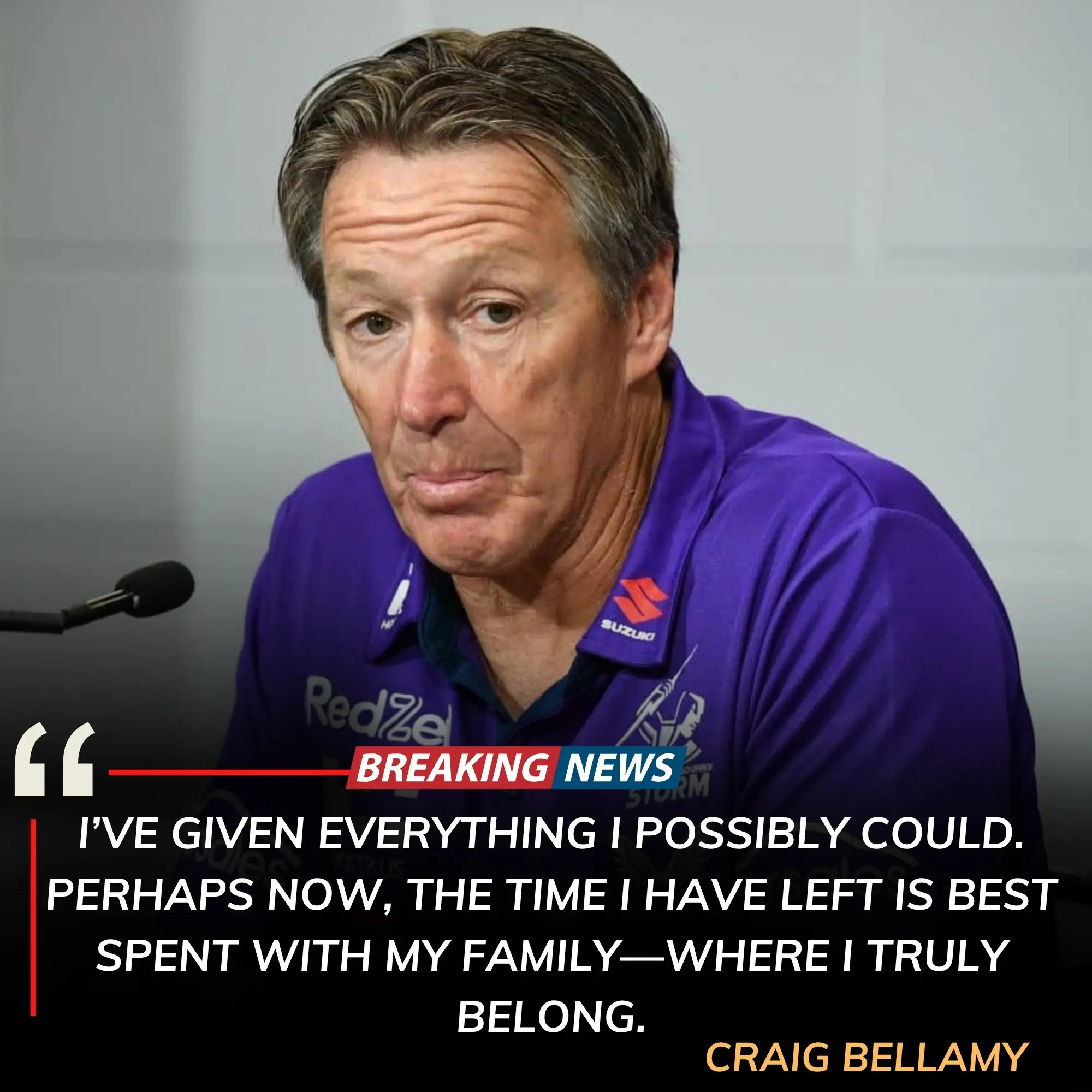 Legendary head coach Craig Bellamy has officially announced his retirement to focus on treatment for a serious illness he is currently battling